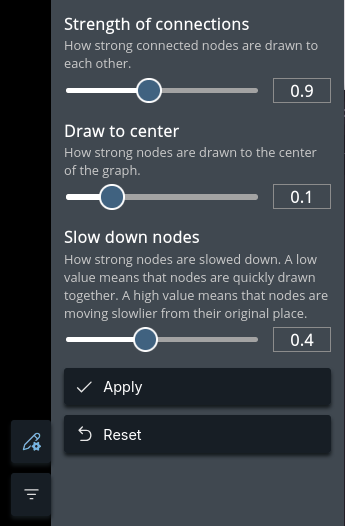 The sidebar on the right side of Lightbeam with new options